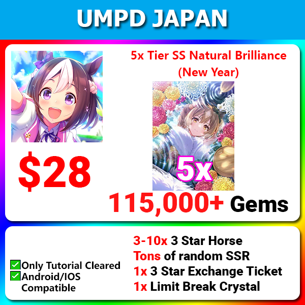 [Japan] Uma Musume Pretty Darby UMPD ウマ娘 プリティーダービー 5x Natural Brilliance Starter 115000💎