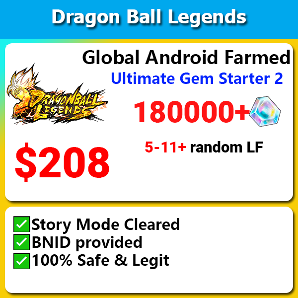 [Global][Android][Farmed] Dragon Ball Legends Ultimate Gem Starter 180000+💎