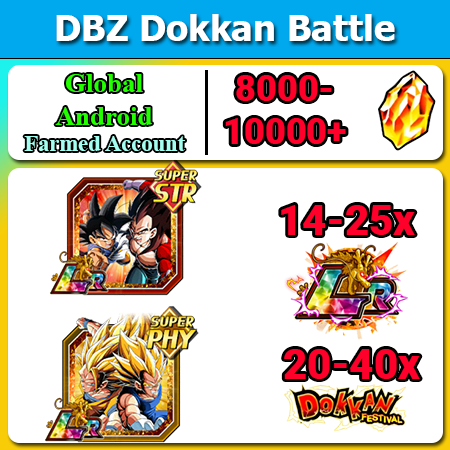 [Global][Android] Dokkan Battle Farmed Account 8000-10000DS💎8th anniversary units