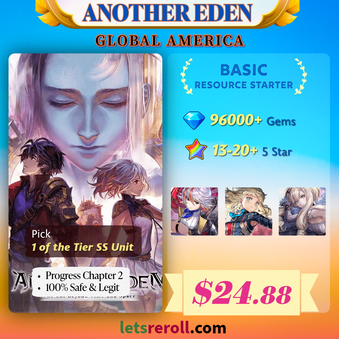 [Global NA] Another Eden 96000+💎Basic Resource Starter