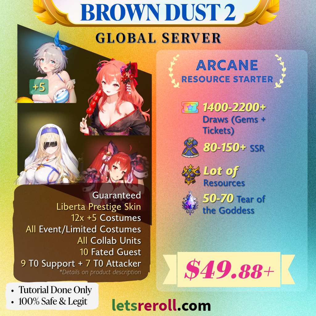 [Global] Browndust 2 Arcane Resource Starter 💎All Limited All Collab Total 1400-2200 Draws