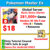 [Global Android] Pokemon Master EX Basic Gem Starter 281,000+ Gems 700x 5 Star Tickets