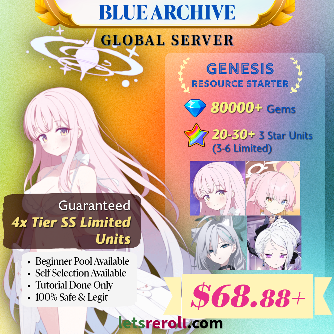 [Global - HongKong/Macau/Taiwan] Blue Archive Limited Tier SS 80000+Gems Starter  Mika Swimsuit Hoshino Tactic Shiroko Hina Dress