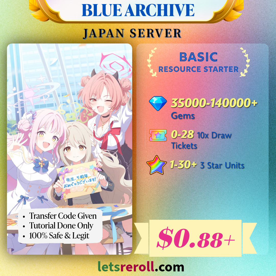 [Japan] Blue Archive ブルーアーカイブ 35000-140000+💎 Basic Starter