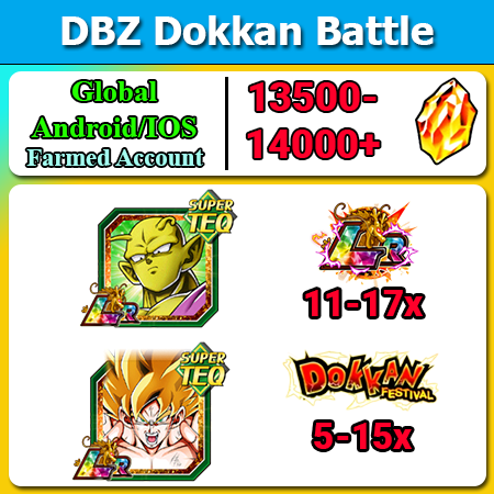 [Global][Android/IOS] Dokkan Battle Farmed Starters with 13500DS💎 LR Orange Piccolo Extraordinary Goku