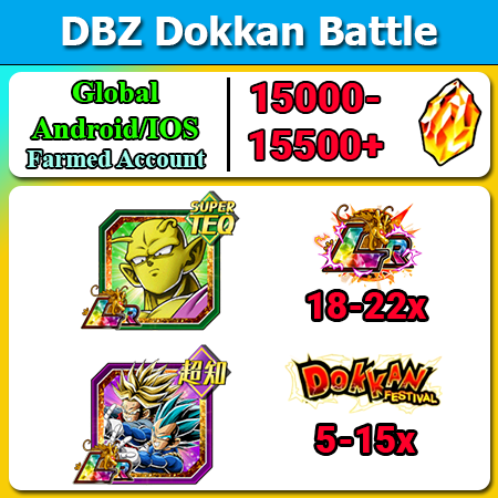 [Global][Android/IOS] Dokkan Battle Farmed Starters with 15000DS💎 LR Orange Piccolo The Power of Pride and Hope