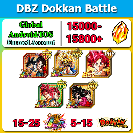 [Global][Android/IOS] Dokkan Battle Farmed Starters with 15000-15500DS💎 LR 7th 8th Anniversary Divine Fighter God Goku