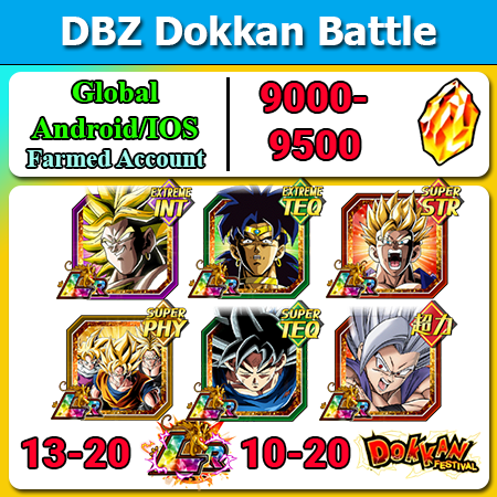 [Global][Android/IOS] Dokkan Battle Farmed Starters with 9000DS💎 Broly Gohan Trio UI Goku