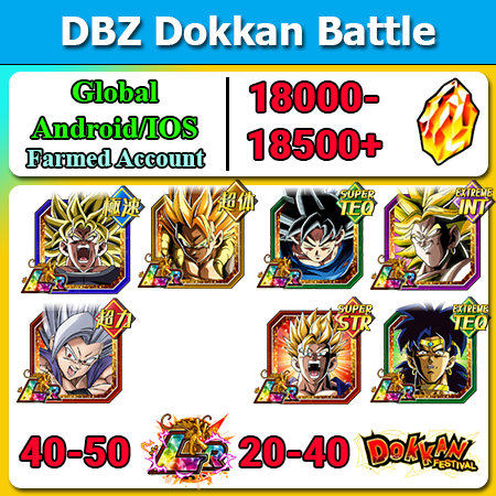 [Global][Android/IOS] Dokkan Battle Farmed Starters with 18000DS💎 9th Anniversary Units Beast Gohan TEQ UI Goku Broly