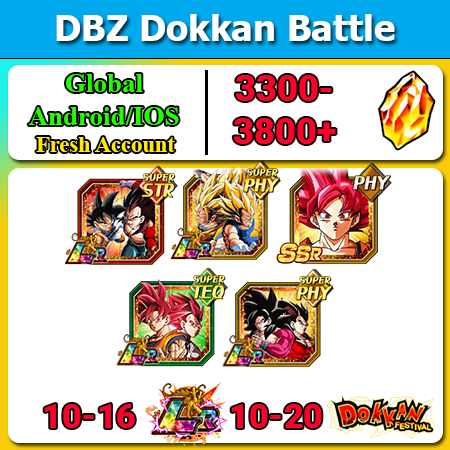 [Global][Android/IOS] Dokkan Battle Fresh Account 3300-3800DS💎7th 8th Anniversary Divine Fighter God Goku