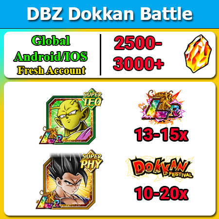 [Global][Android/IOS] Dokkan Battle Fresh Account 2500-3000DS💎Orange Piccolo Beast Gohan