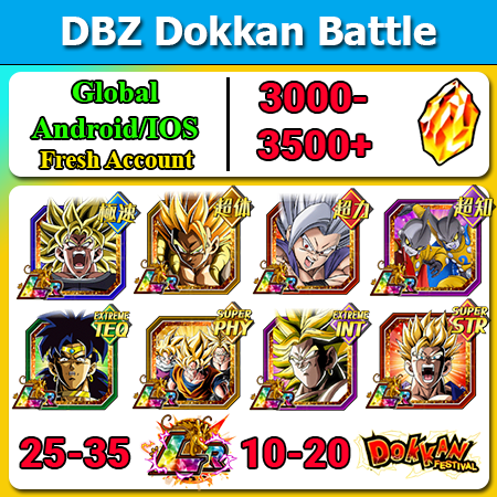 [Global][Android/IOS] Dokkan Battle Fresh Account 3000DS💎 9th Anniversary Beast Gohan Gamma 1 & 2 Bluebros Broly