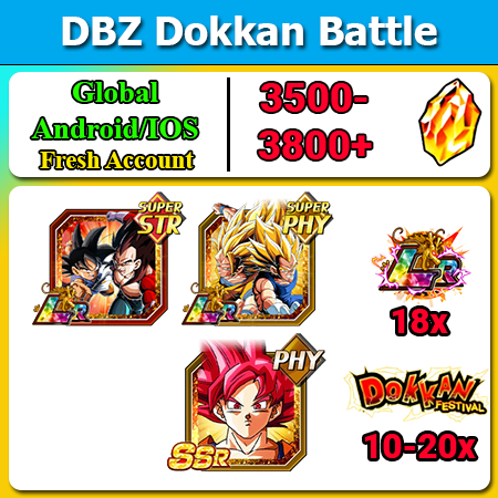 [Global][Android/IOS] Dokkan Battle Fresh Account 3500-3800DS💎 8th Anniversary Divine Fighter God Goku