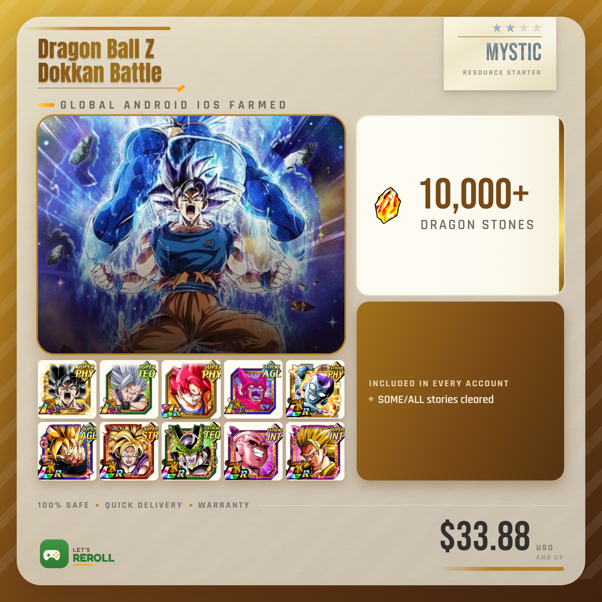 [Global Android IOS Farmed] Dragon Ball Z Dokkan Battle Mystic Resource starter - 10000+ Dragon Stones 💎