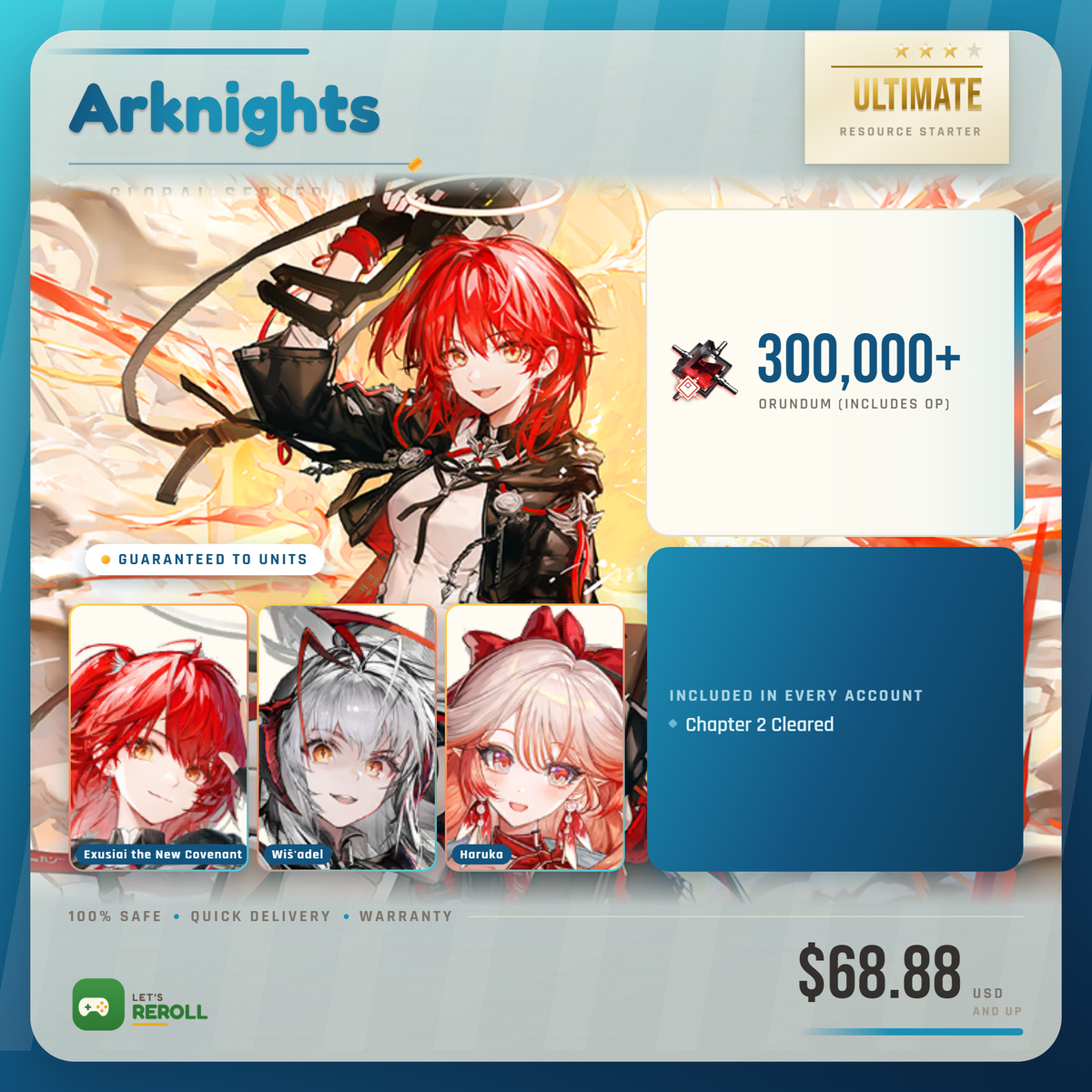 [Global] Arknights Ultimate Resource starter - 300000+ Orundum (includes OP) 💎
