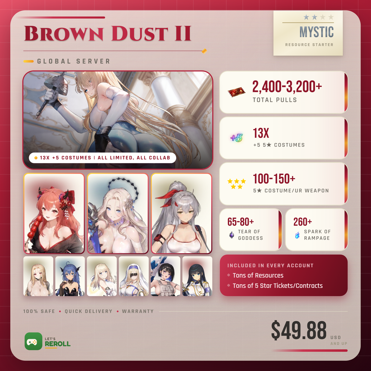 [Global] Brown Dust II (Browndust2 BD2) Mystic Resource starter - 2400-3200+ Total Pulls 💎