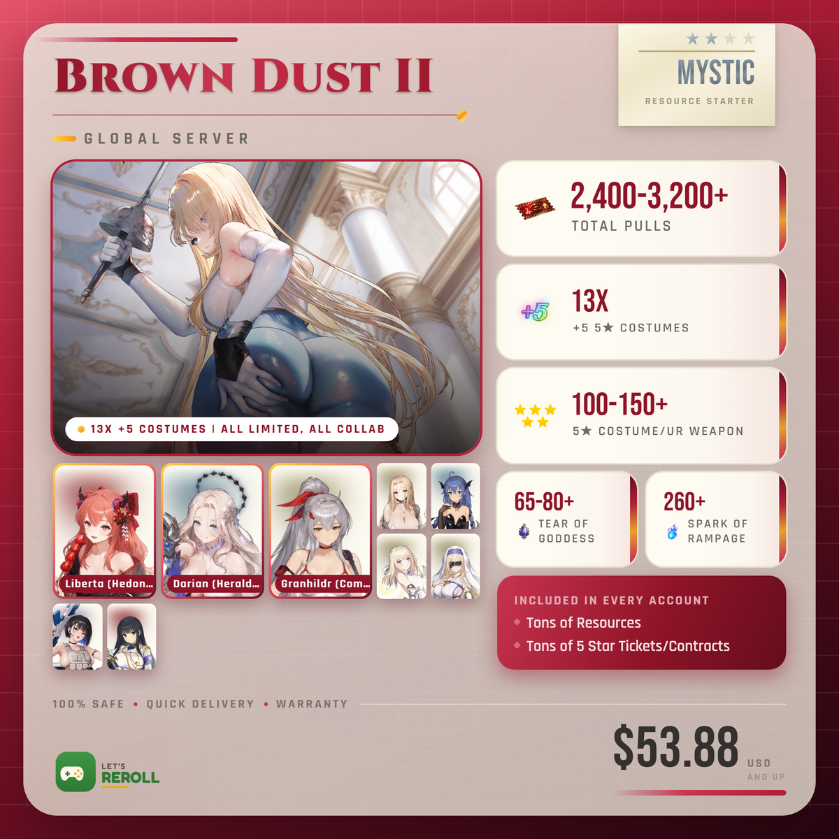 [Global] Brown Dust II (Browndust2 BD2) Mystic Resource starter - 2400-3200+ Total Pulls 💎
