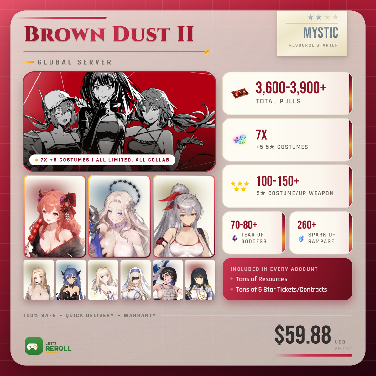 [Global] Brown Dust II (Browndust2 BD2) Mystic Resource starter - 3600-3900+ Total Pulls 💎