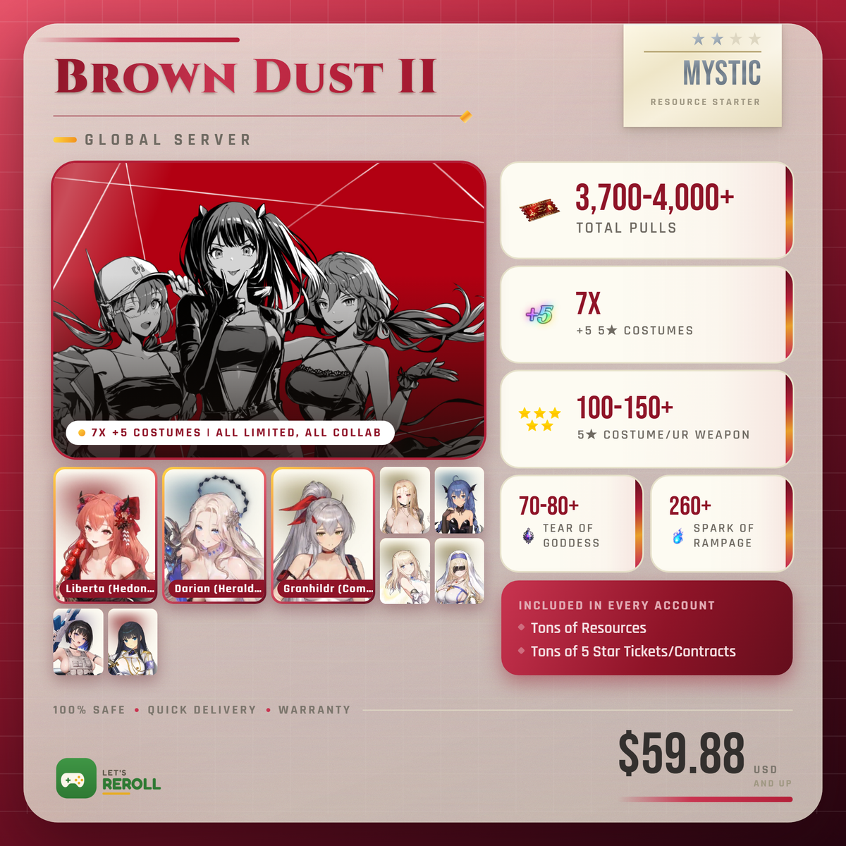 [Global] Brown Dust II (Browndust2 BD2) Mystic Resource starter - 3600-3900+ Total Pulls 💎