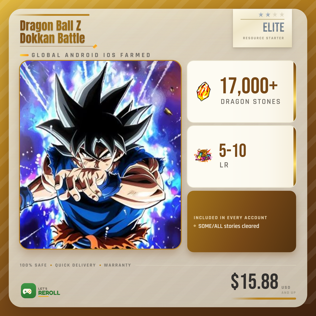 [Global][Android] Dokkan Battle Farmed Starters with 22000DS Thousand Day Goku