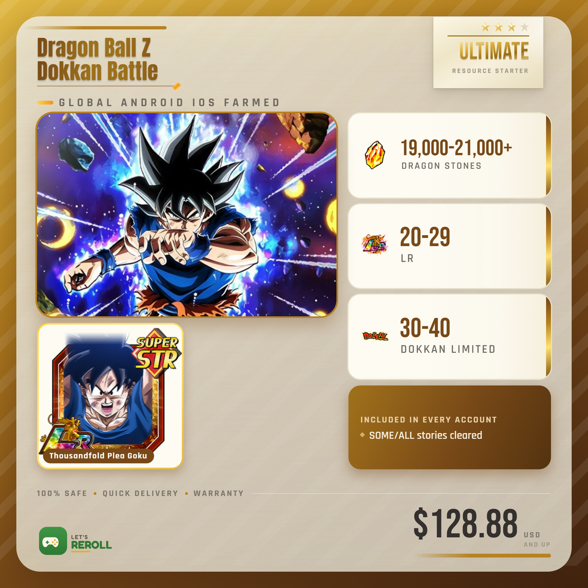 [Global][IOS] Dokkan Battle Farmed Starters with 17500DS Thousand Day Goku
