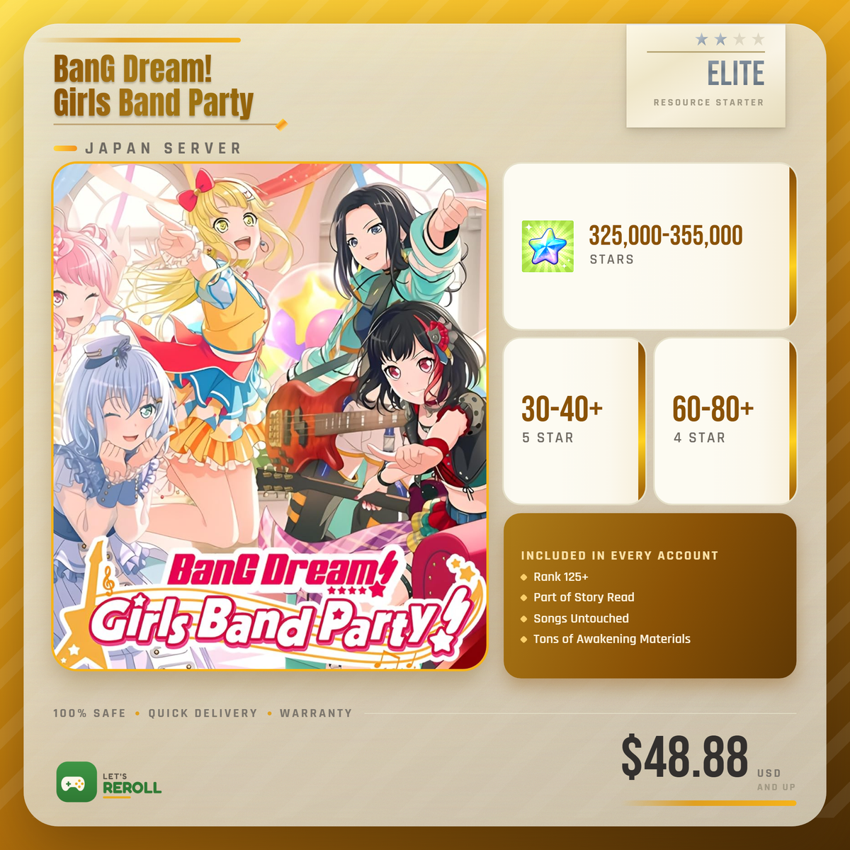 [Japan] BanG Dream! Bandori Elite Resource Starter 390000-450000💎