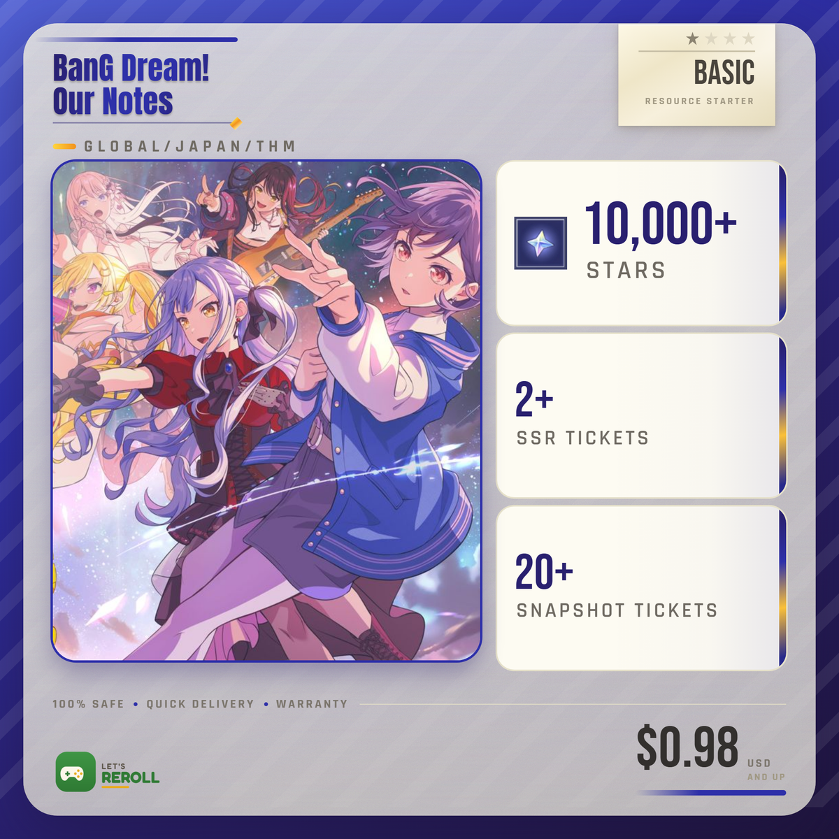 [Japan] BanG Dream! Our Notes (BDON) Elite Resource starter - 325000-355000 Stars 💎 (Copy)