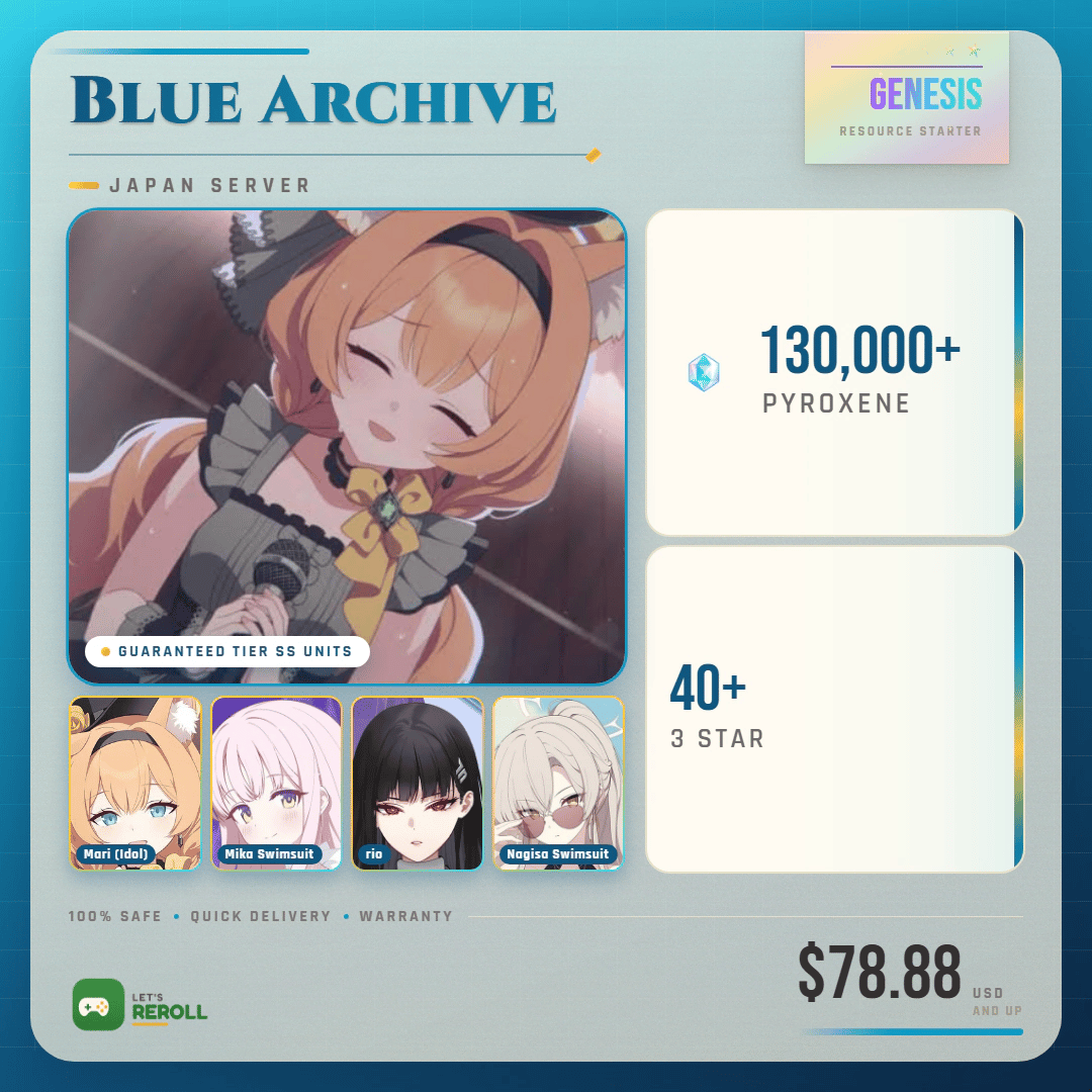 [Japan] Blue Archive (ブルアカ) Genesis Resource starter - 130000+ Pyroxene 💎