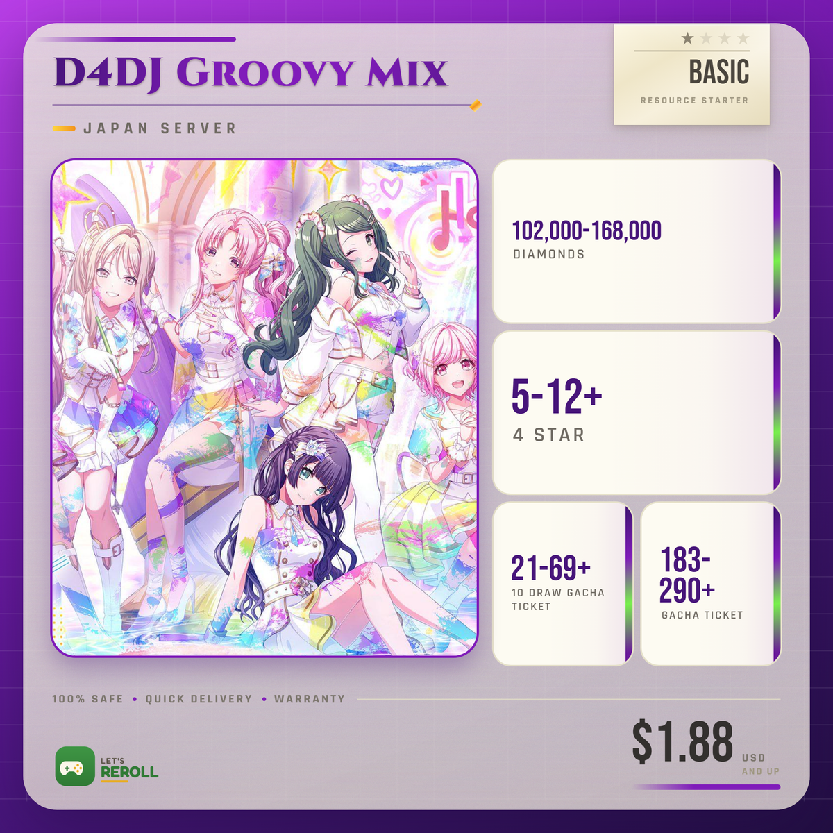 [JAPAN] D4DJ Groovy Mix  98000-166000 💎Gems Starter