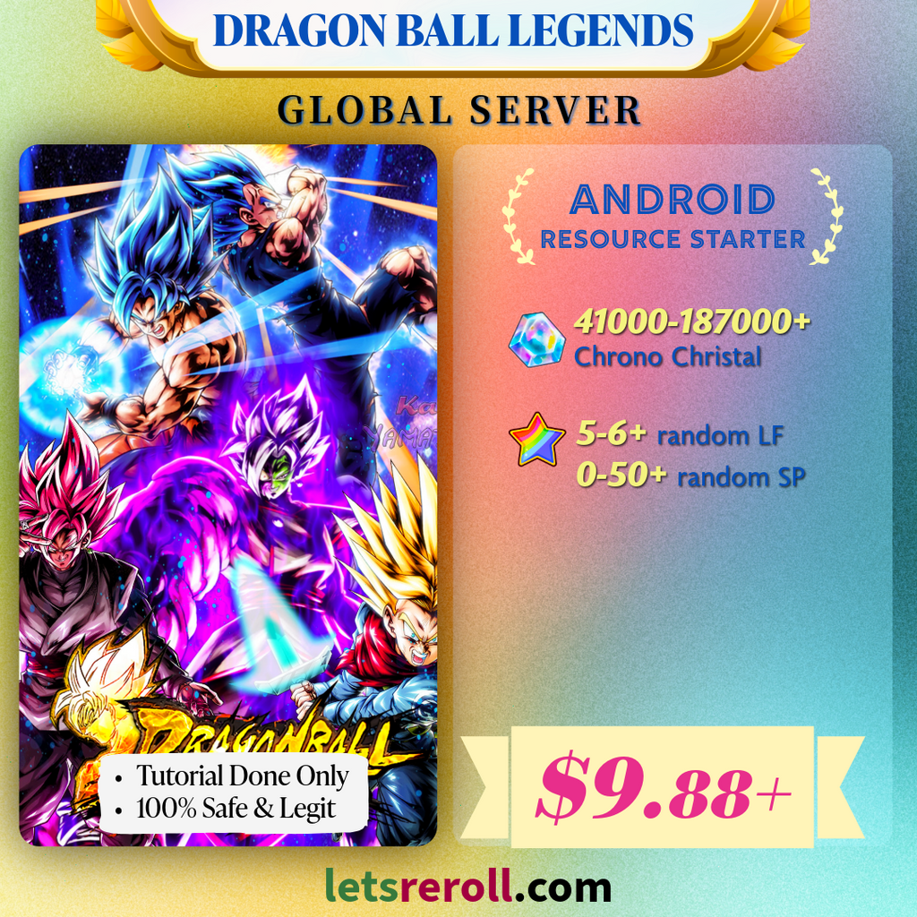 [Global][Android][Fresh] Dragon Ball Legends Basic Gem Starter 41000-100000+💎