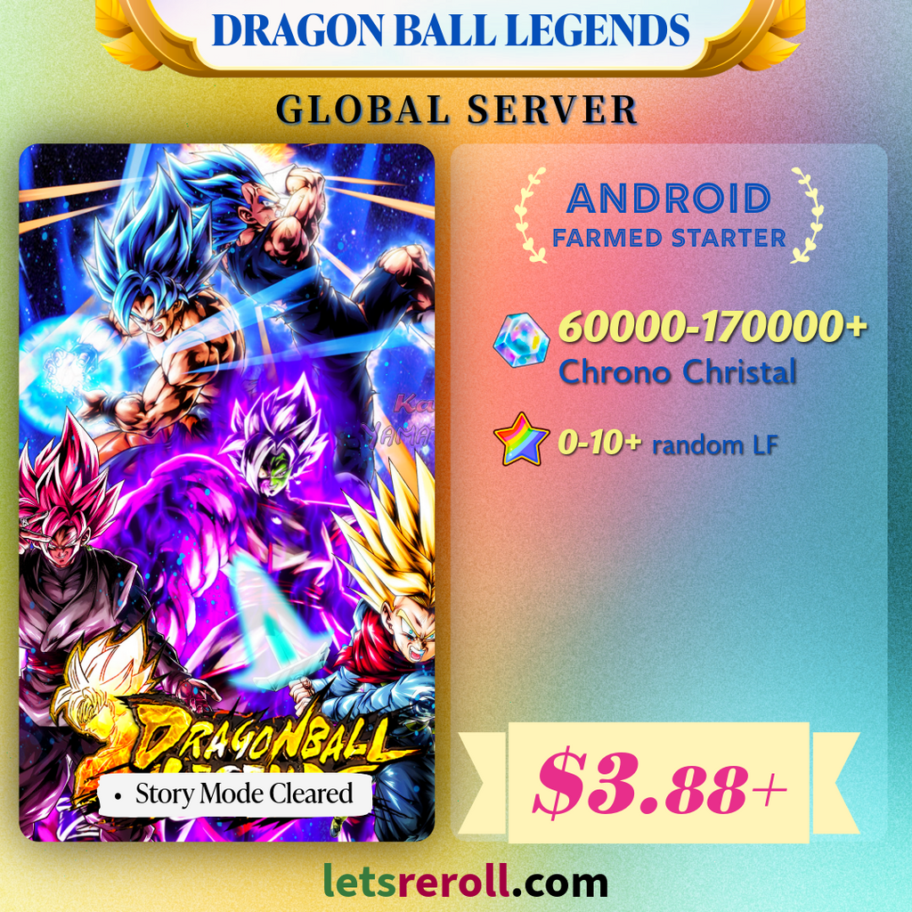 [Global][Android][Farmed] Dragon Ball Legends Basic Gem Starter 60000-170000+💎