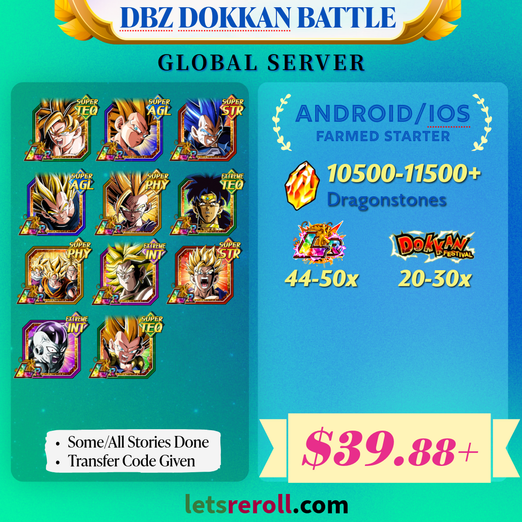 [Global][Android/IOS] Dokkan Battle Farmed Starters with 10500DS💎