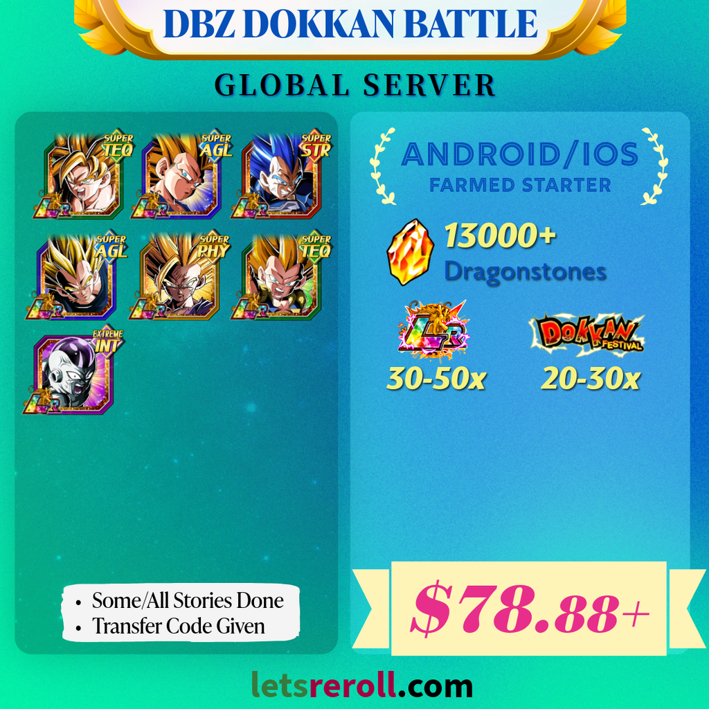 [Global][Android/IOS] Dokkan Battle Farmed Starters with 13000DS💎