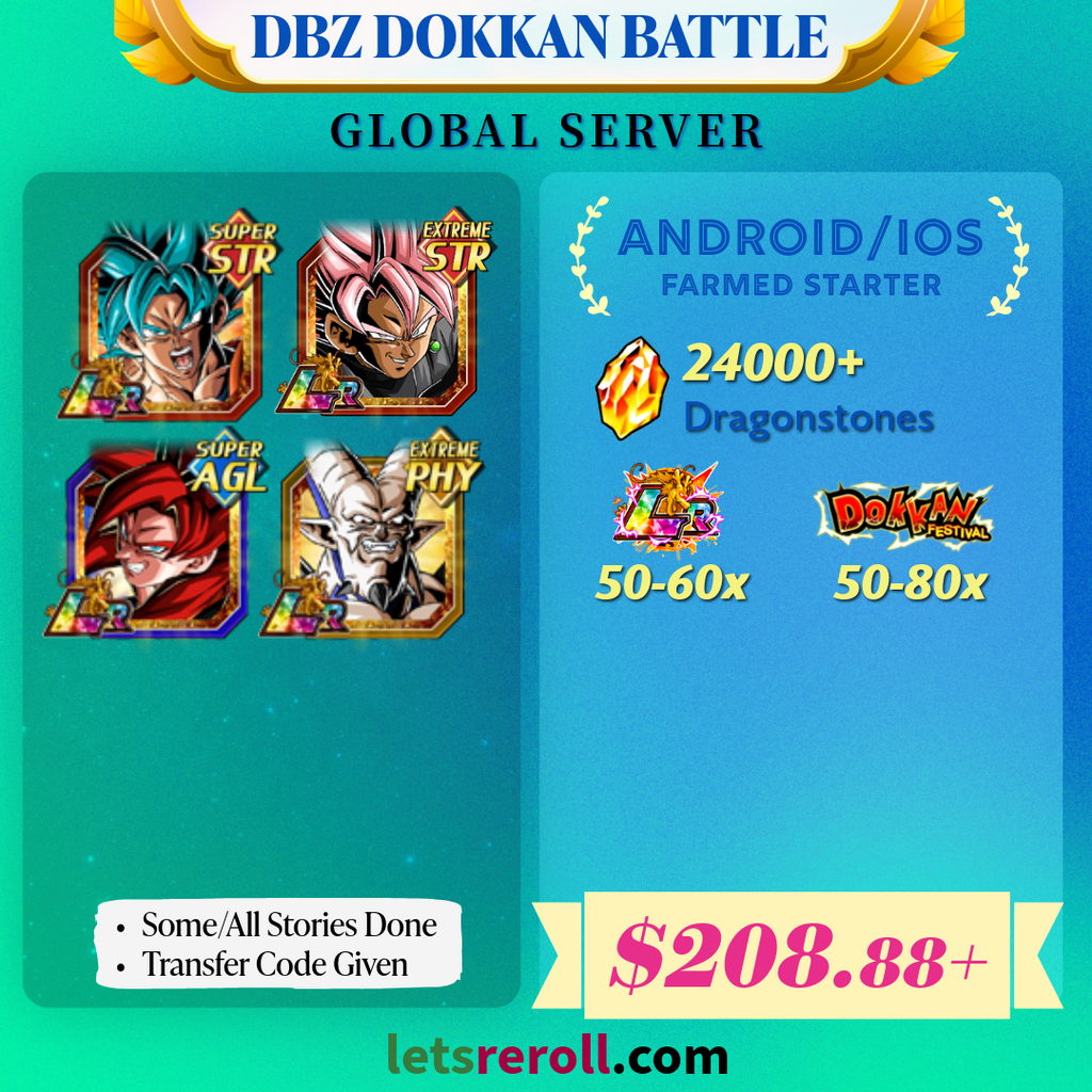 [NEW YEAR PROMO][Global][Android/IOS] Dokkan Battle Farmed Starters with 24000DS💎