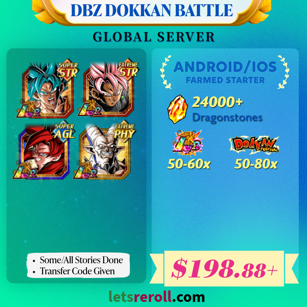 [NEW YEAR PROMO][Global][Android/IOS] Dokkan Battle Farmed Starters with 24000DS💎