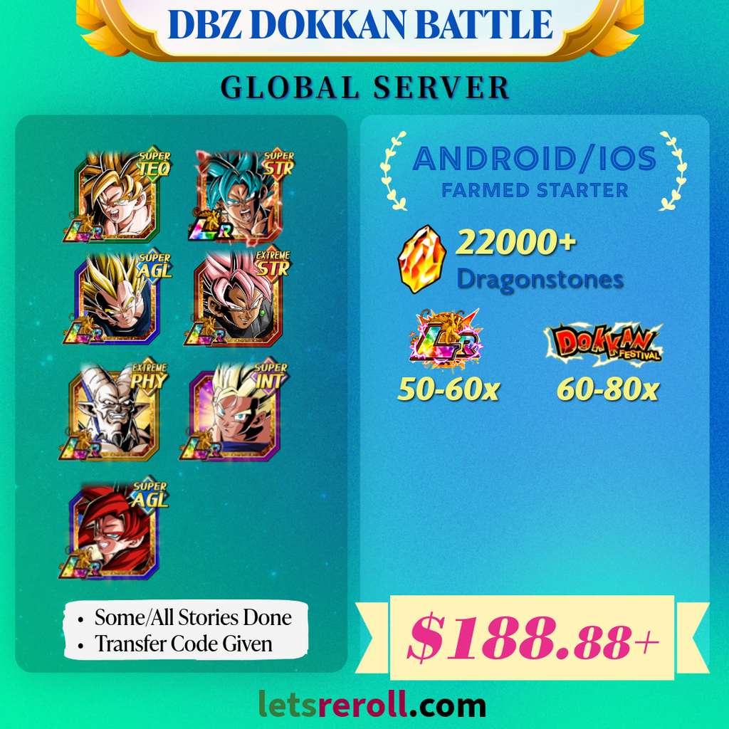 [Global][Android/IOS] Dokkan Battle Farmed Starters with 22000DS💎