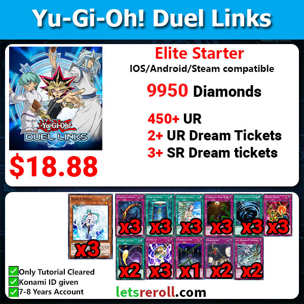 [Global] Yugioh Duel Links Elite Starter 9950+💎 450+ UR