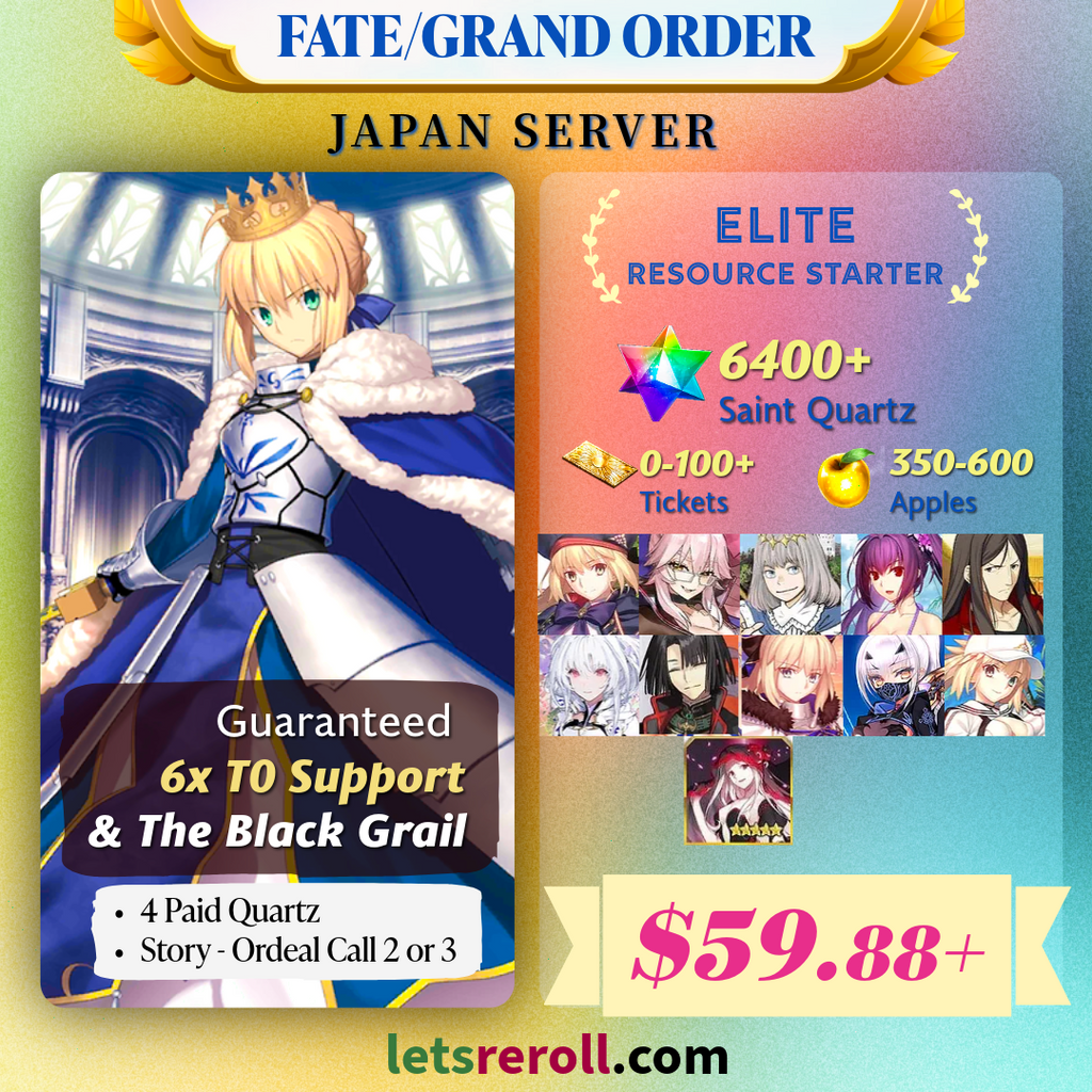 [Japan] Elite Resource Starter 6400SQ with Tai Gong Wang Castoria Koyanskaya of Light Oberon Waver Lady Avalon Skadi Ruler The Black Grail