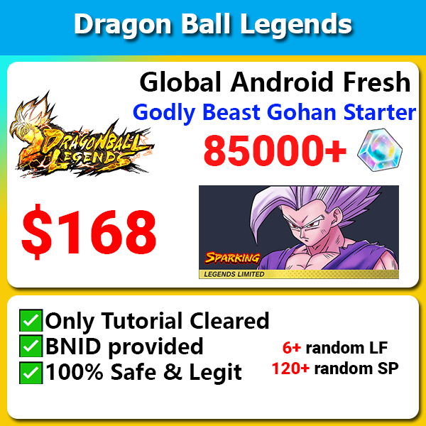[Global][Android][Fresh] Dragon Ball Legends Godly Beast Gohan Starter 85000+💎