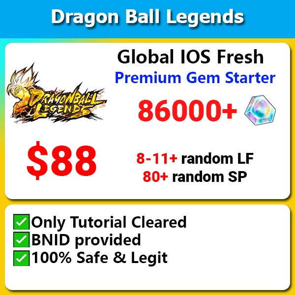 [Global][IOS][Fresh] Dragon Ball Legends Premium Gem Starter 86000+💎