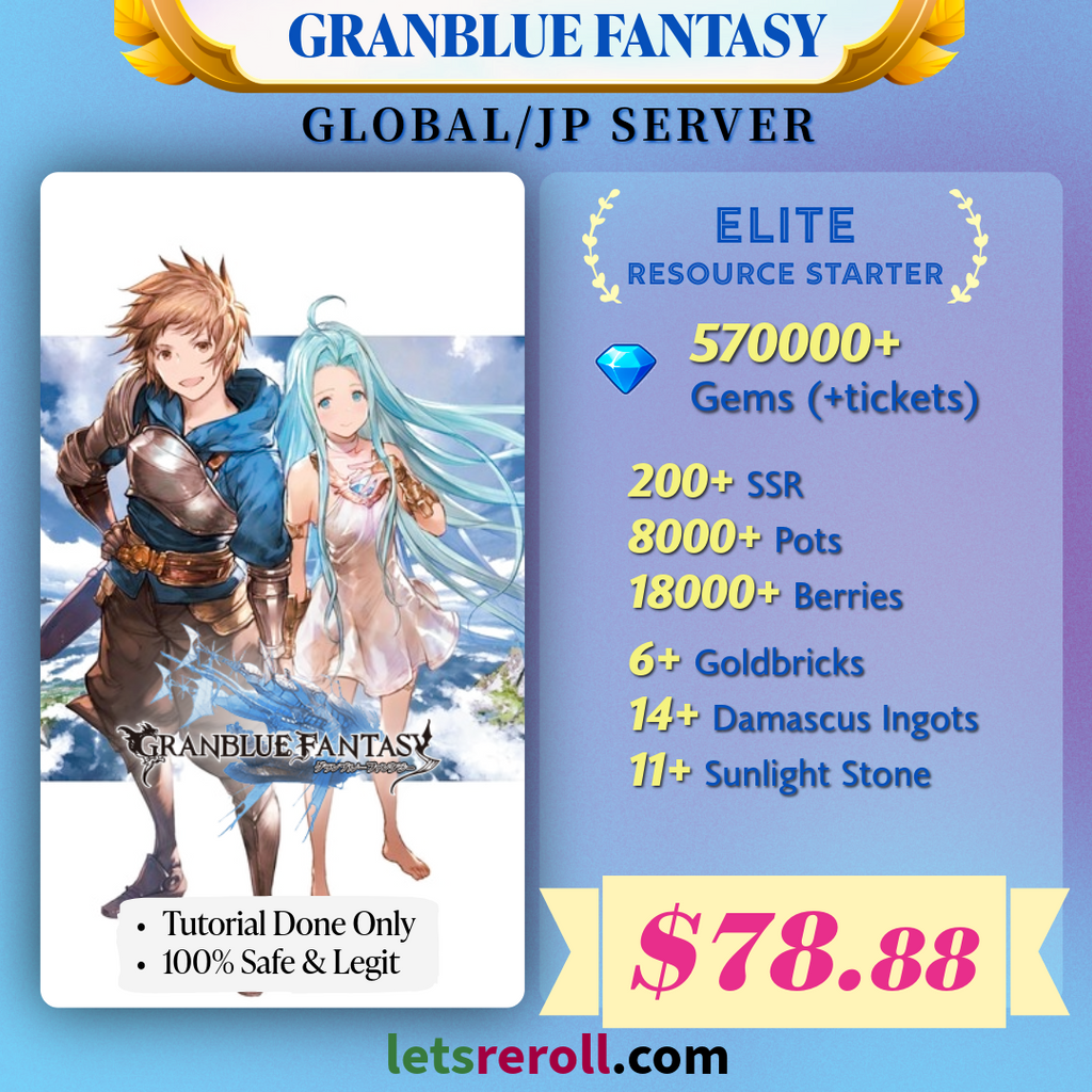 [JP/Global] Grandblue Fantasy GBF Elite Starter 570,000 Gems 200+ SSR Ton of Resources