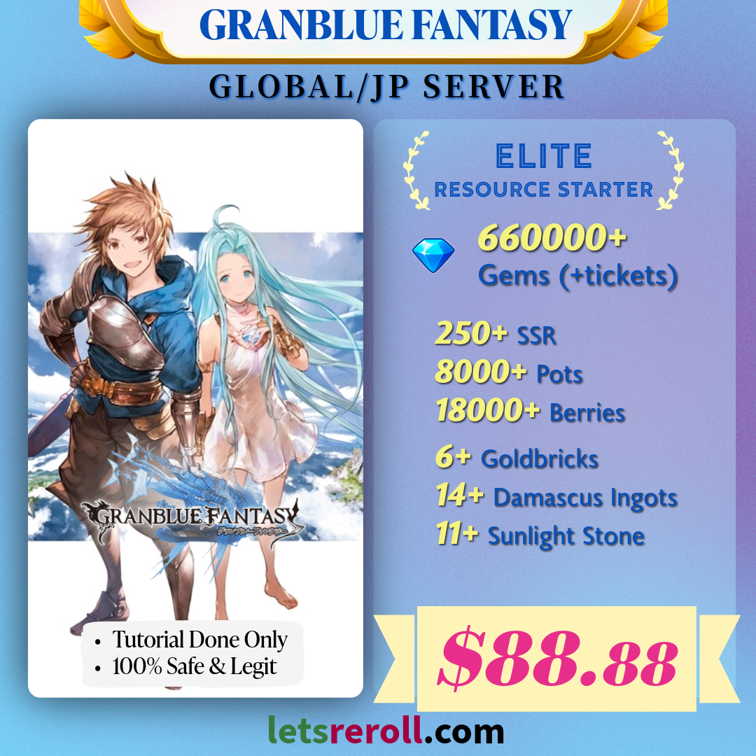 [JP/Global] Grandblue Fantasy GBF Elite Starter 660,000 Gems 250+ SSR Ton of Resources