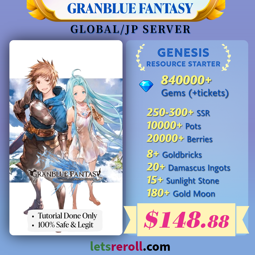 [JP/Global] Grandblue Fantasy GBF Genesis Starter 840,000 Gems 250-300+ SSR Ton of Resources