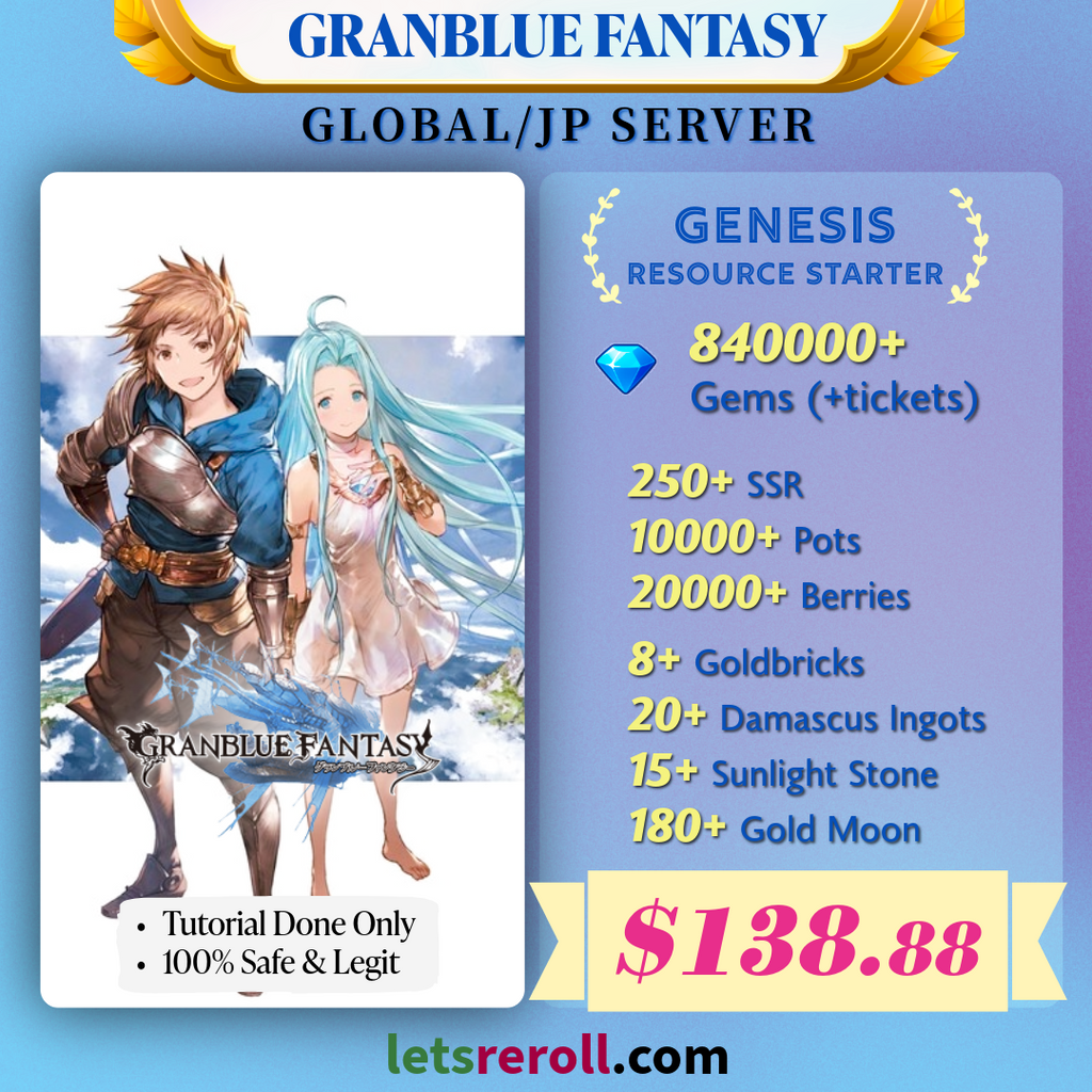 [JP/Global] Grandblue Fantasy GBF Genesis Starter 840,000 Gems 250+ SSR Ton of Resources