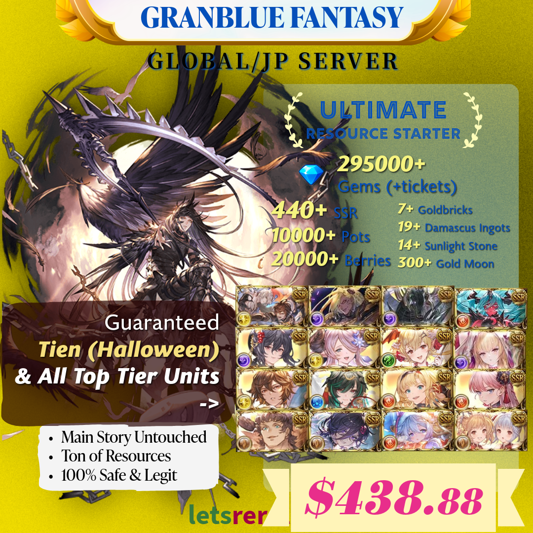[JP/Global] Granblue Fantasy GBF Ultimate T0 Sariel Starter 295,000 Gems 440+ SSR Ton of resources