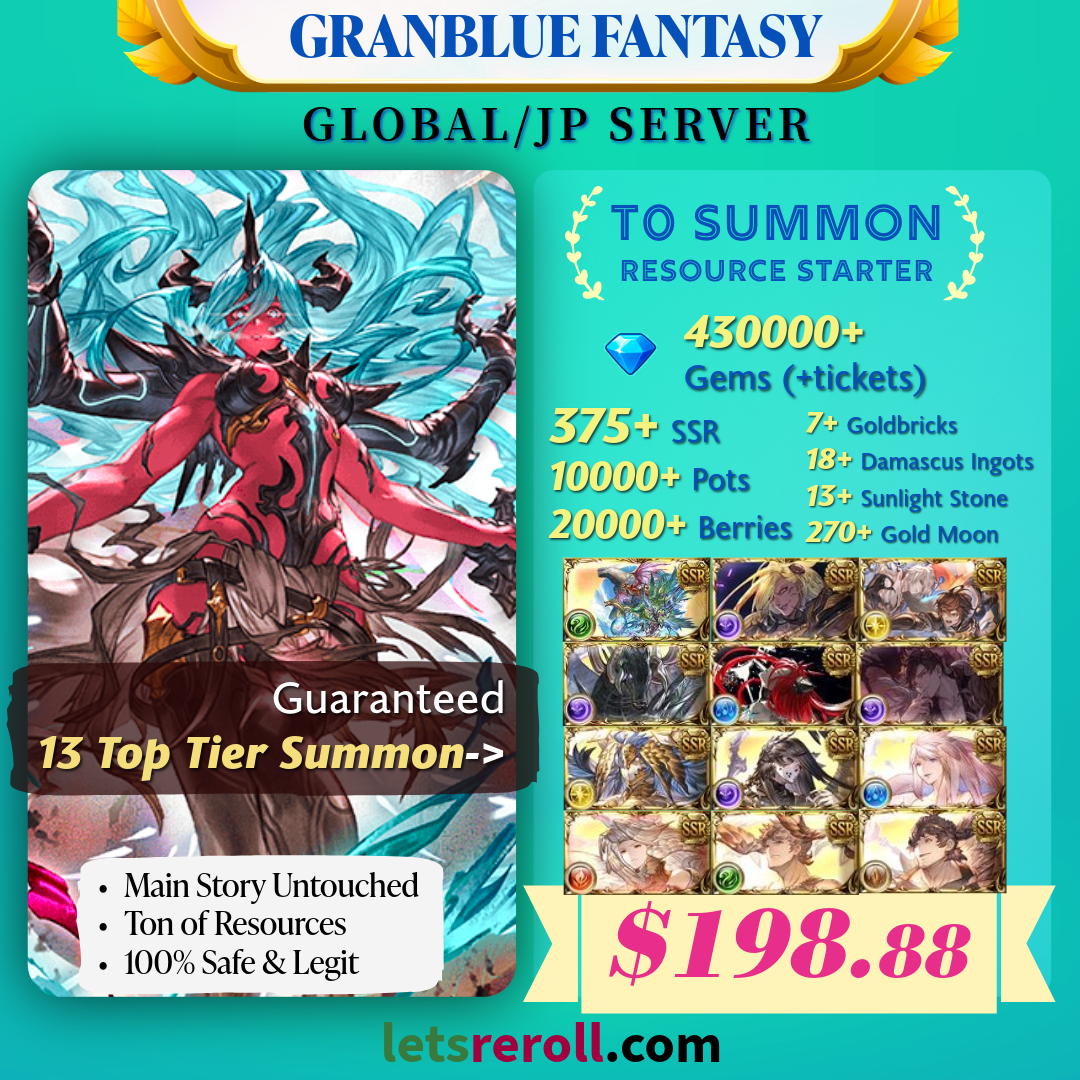 [JP/Global] Granblue Fantasy GBF Ultimate 13x Summon Starter 430,000 Gems 370+ SSR Ton of resources