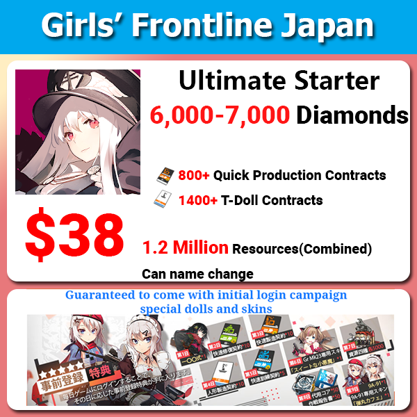 [Japan] Girls' Frontline/Dolls' Frontline Ultimate Starter 6000-7000 Diamonds ton of resources