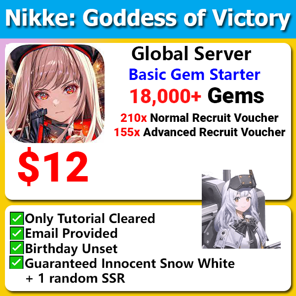 [Global] Goddess of Victory: Nikke Fresh Jackpot Starter 18000+💎 365+ Recruit Voucher