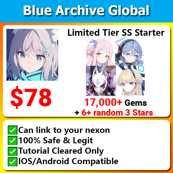 [Global] Blue Archive Limited Tier SS 17000+Gems Starter Mika Ako Wakamo Swimsuit Toki Bunny