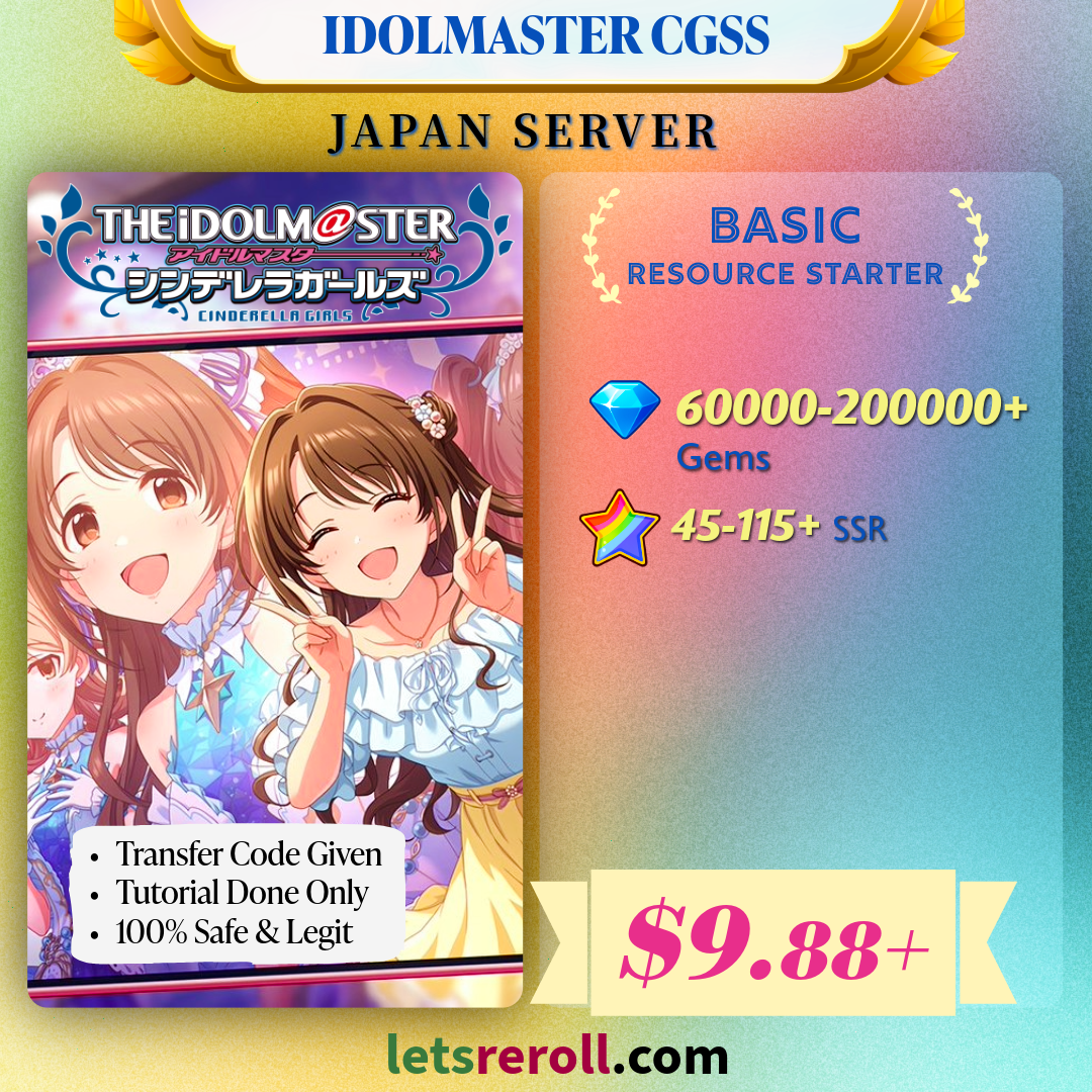 [Japan] Idolmaster Cinderella Girls Starlight Stage CGSS Basic Starter 60,000-200,000 Gems 45+ SSR